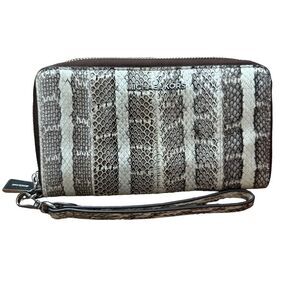 Michael Kors Snake Print Clutch Wristlet - Black and White